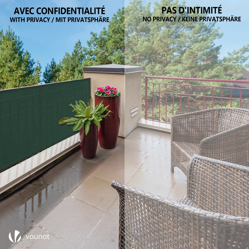 Brise vue occultant en HDPE 150g/m² 1x10m avec attaches de fixation vert