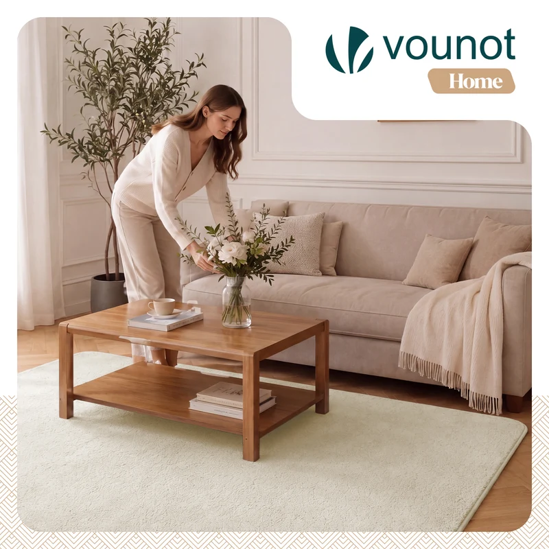 Tapis de salon poils ras doux antiderapant 140x200cm uni beige