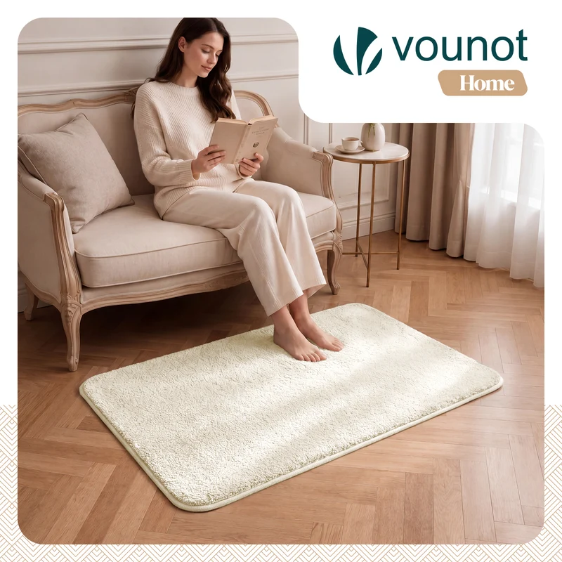 Tapis de salon poils ras doux antiderapant 80x150cm uni beige