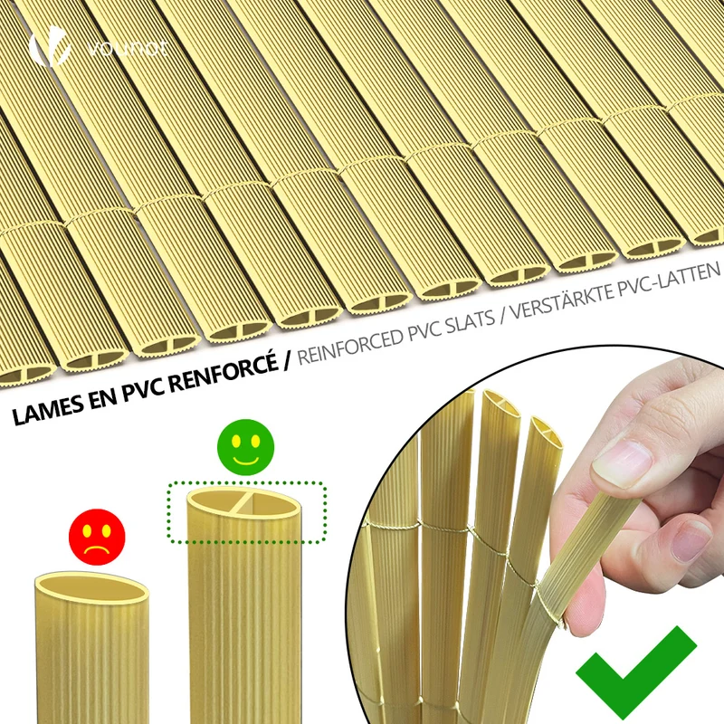 Canisse PVC brise vue ultra renforce avec attaches de fixation 90x500cm beige