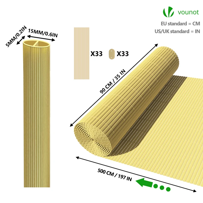Canisse PVC brise vue ultra renforce avec attaches de fixation 90x500cm beige