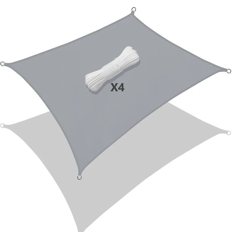 Voile d’ombrage Rectangulaire Imperméable Polyester avec Corde 3x4m Gris