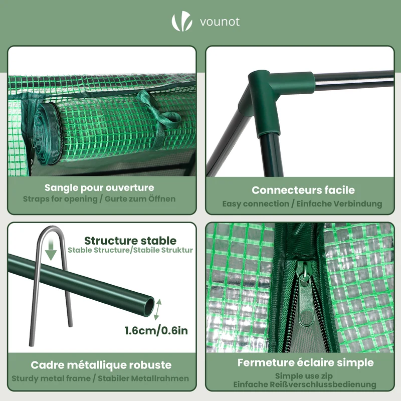 Mini Serre de jardin avec 2 portes enroulables bache PE renforcee 135g/m2 180x90x90cm Vert