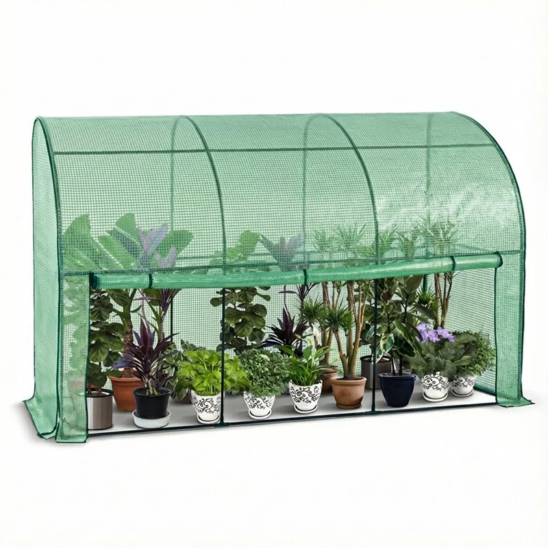 Serre de jardin hivernage murale adossee avec bache PE 300x100x180cm vert