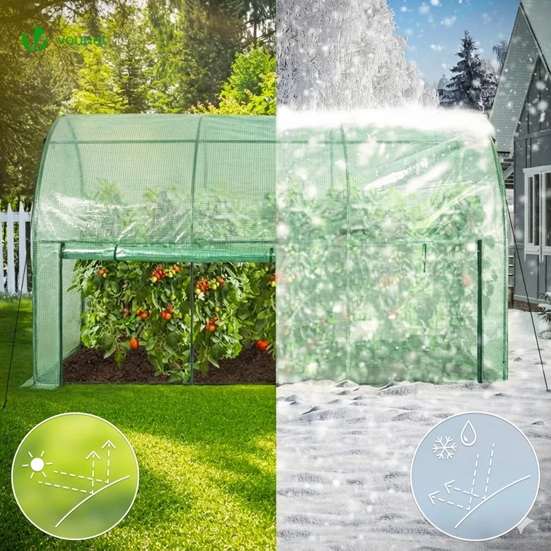 Serre de jardin hivernage murale adossee avec bache PE 300x100x180cm vert