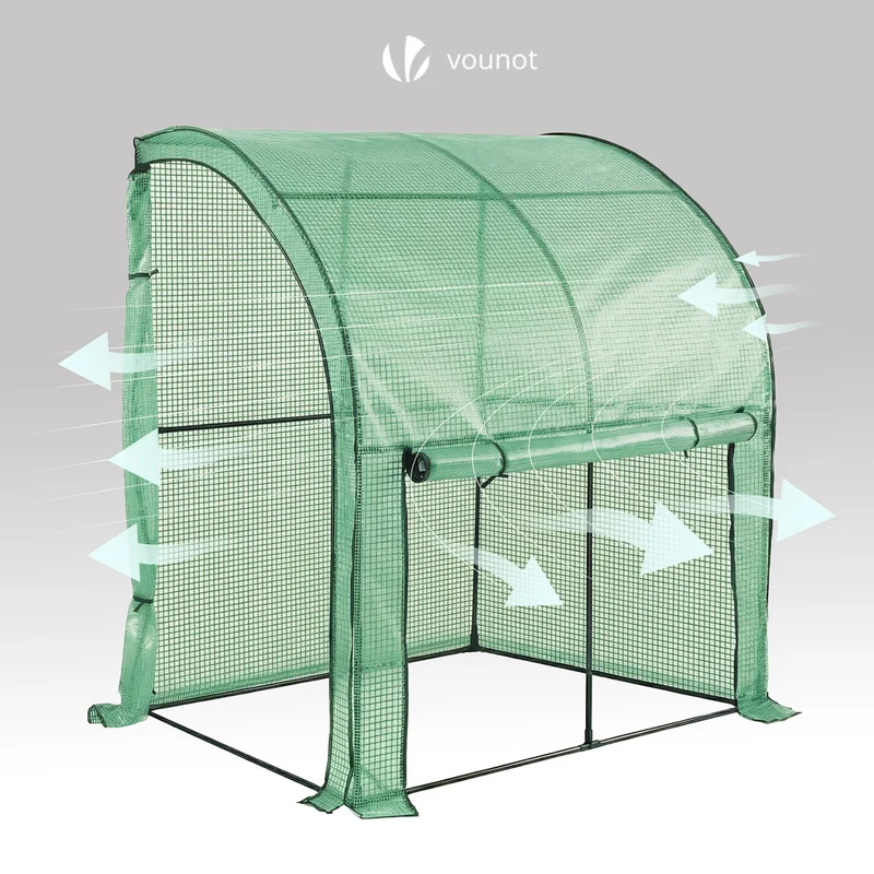 Serre de jardin hivernage murale adossee avec bache PE 200x100x180cm vert