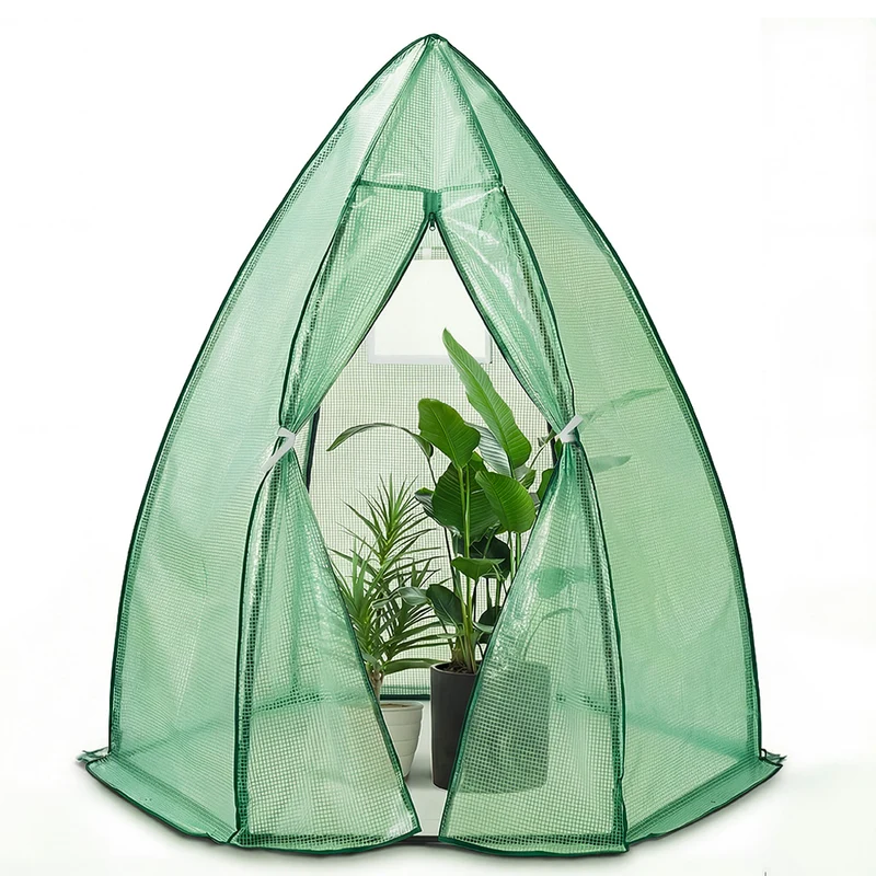 Serre de jardin hivernage dome avec bache PE 160x160x180cm Vert