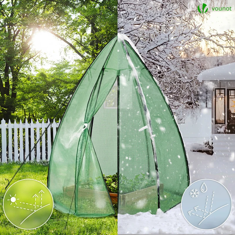 Serre de jardin hivernage dome avec bache PE 160x160x180cm Vert