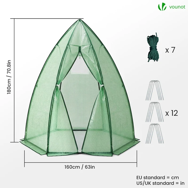 Serre de jardin hivernage dome avec bache PE 160x160x180cm Vert