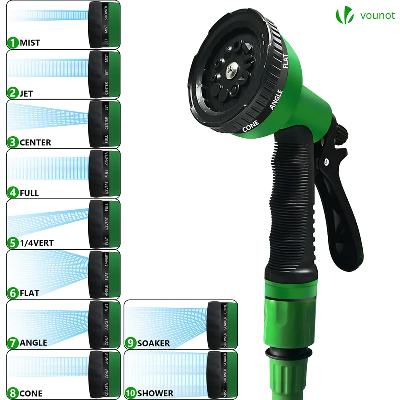 Tuyau d’Arrosage Extensible 15m avec Accessoires vert