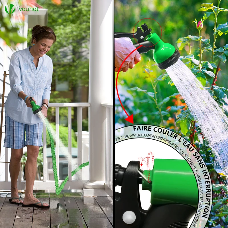 Tuyau d’Arrosage Extensible 15m avec Accessoires vert