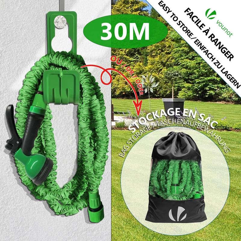 Tuyau d’Arrosage Extensible 30m avec Accessoires vert