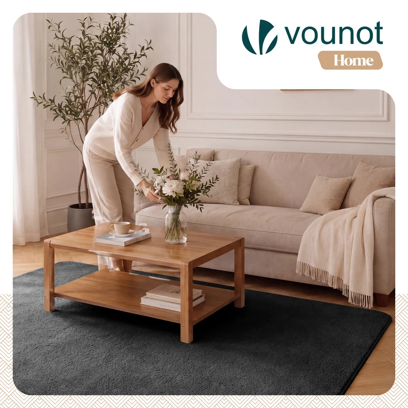 Tapis de salon poils ras doux antiderapant 140x200cm uni anthracite