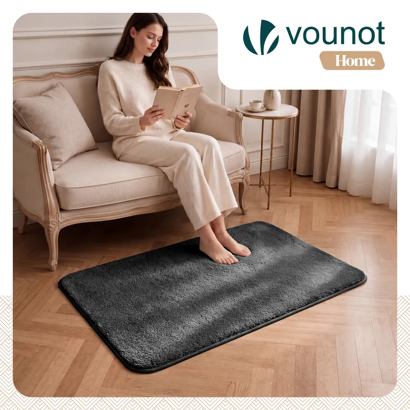 Tapis de salon poils ras doux antiderapant 80x150cm uni anthracite