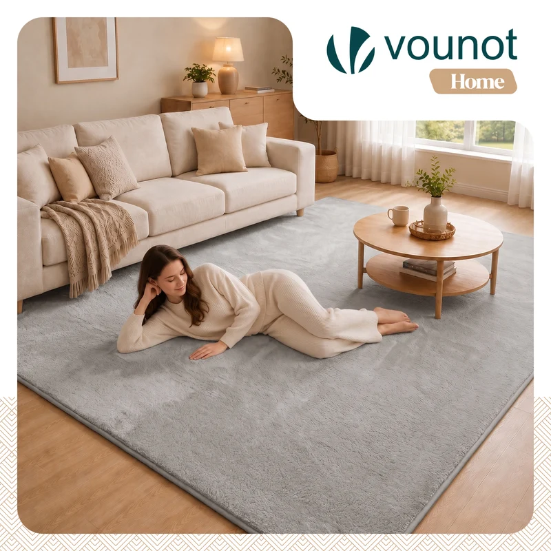 Tapis de salon poils ras doux antiderapant 200x300cm uni gris