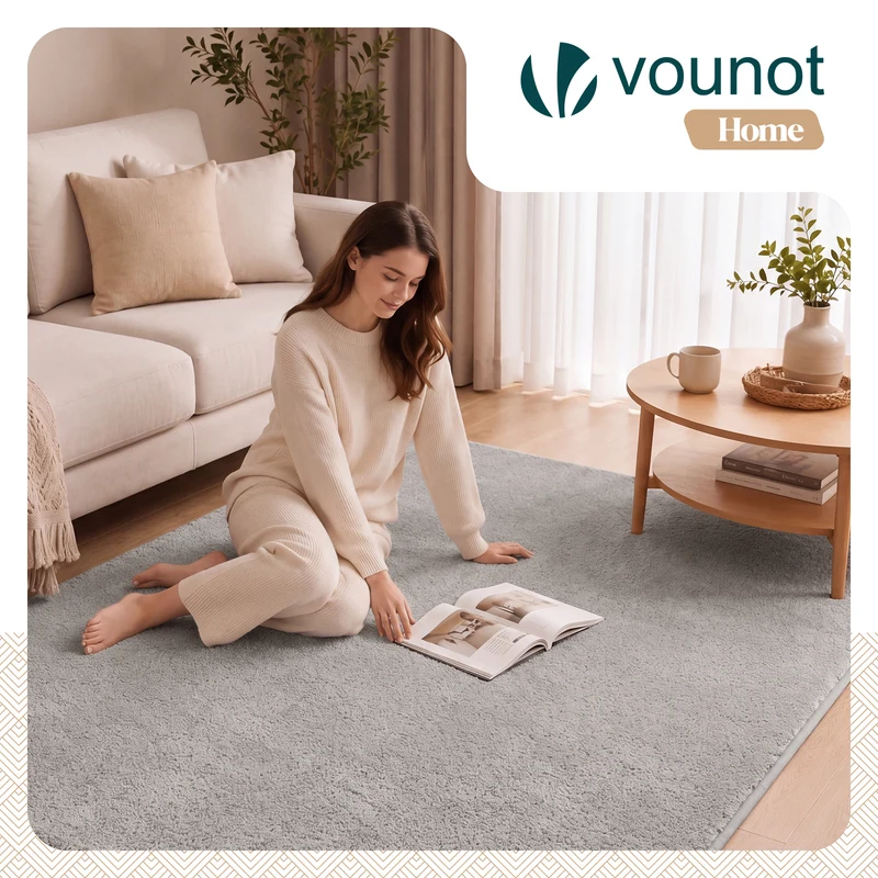 Tapis de salon poils ras doux antiderapant 160x230cm uni gris