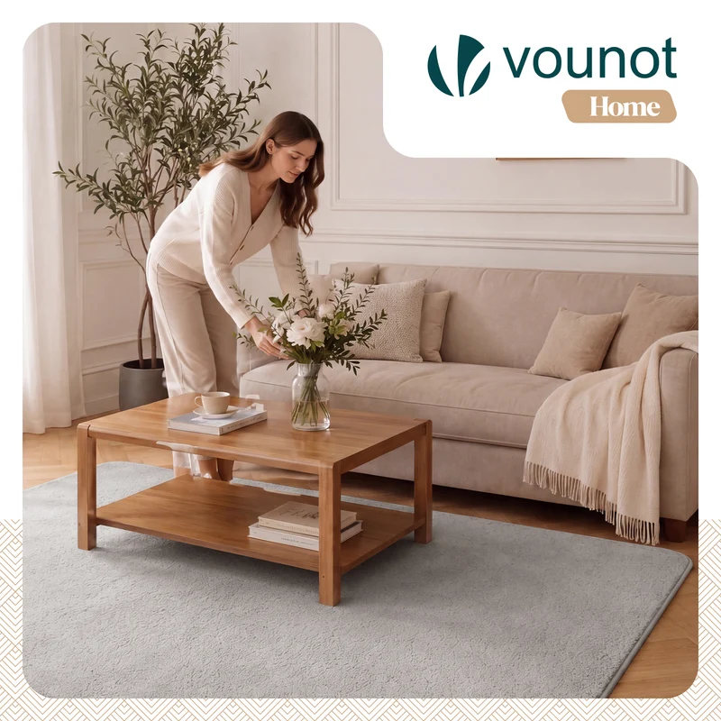 Tapis de salon poils ras doux antiderapant 140x200cm uni gris