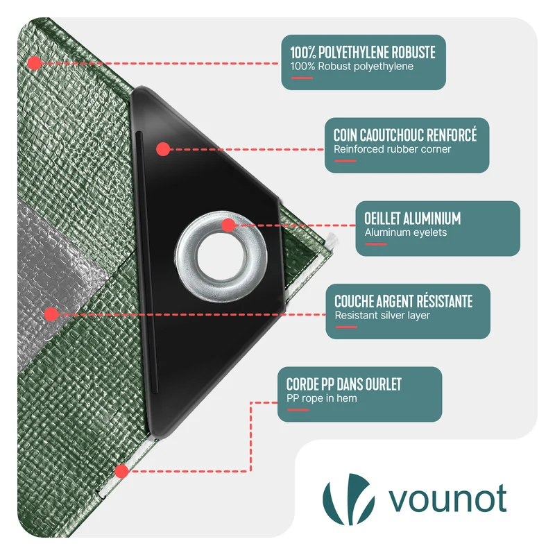 Bâche de Protection en Polyéthylène resistant et impermeable 240g/m² vert et argent 4x6m