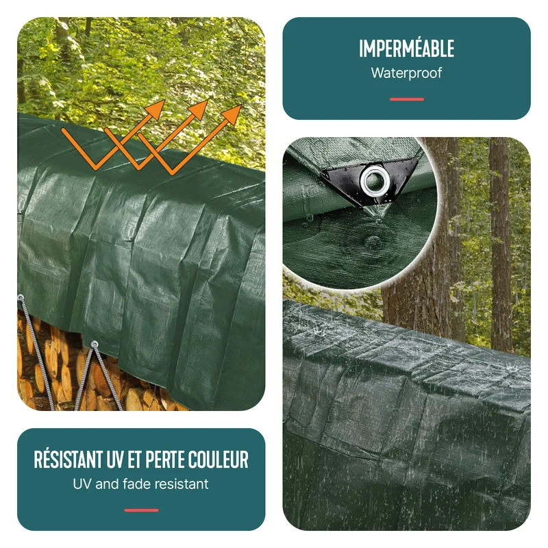Bâche de Protection en Polyéthylène resistant et impermeable 240g/m² vert et argent 4x6m