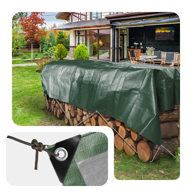 Bâche de Protection en Polyéthylène resistant et impermeable 240g/m² vert et argent 4x6m
