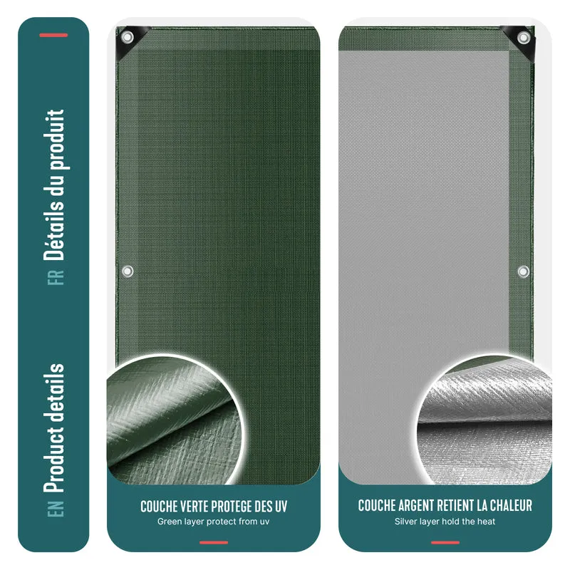 Bâche de Protection en Polyéthylène resistant et impermeable 240g/m² vert et argent 4x6m