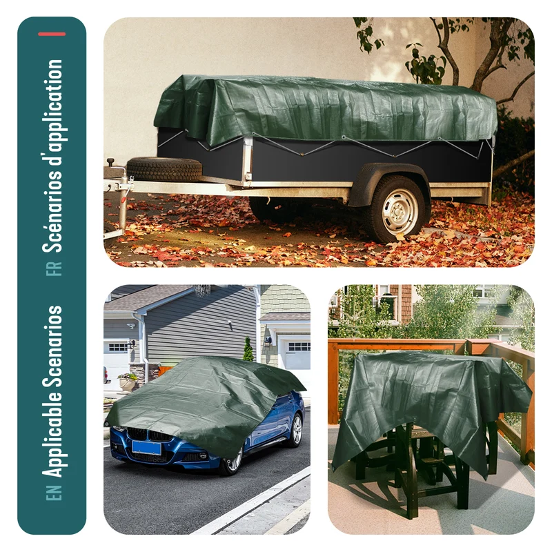 Bâche de Protection en Polyéthylène resistant et impermeable 240g/m² vert et argent 4x6m