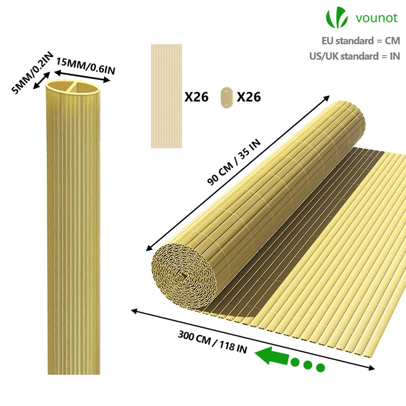 Canisse PVC brise vue ultra renforce avec attaches de fixation 90x300cm beige