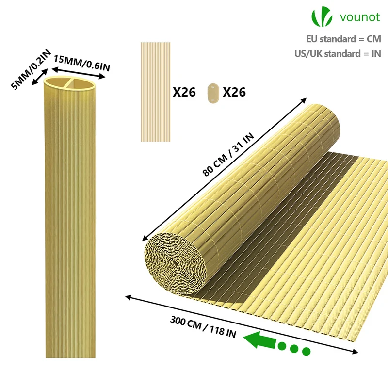 Canisse PVC brise vue ultra renforce avec attaches de fixation 80x300cm beige