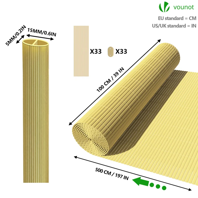 Canisse PVC brise vue ultra renforce avec attaches de fixation 100x500cm beige