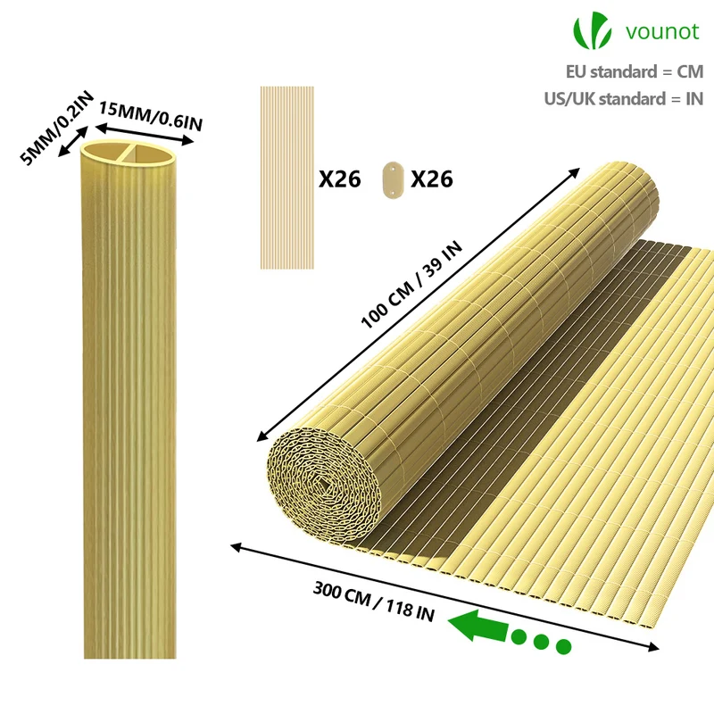 Canisse PVC brise vue ultra renforce avec attaches de fixation 100x300cm beige