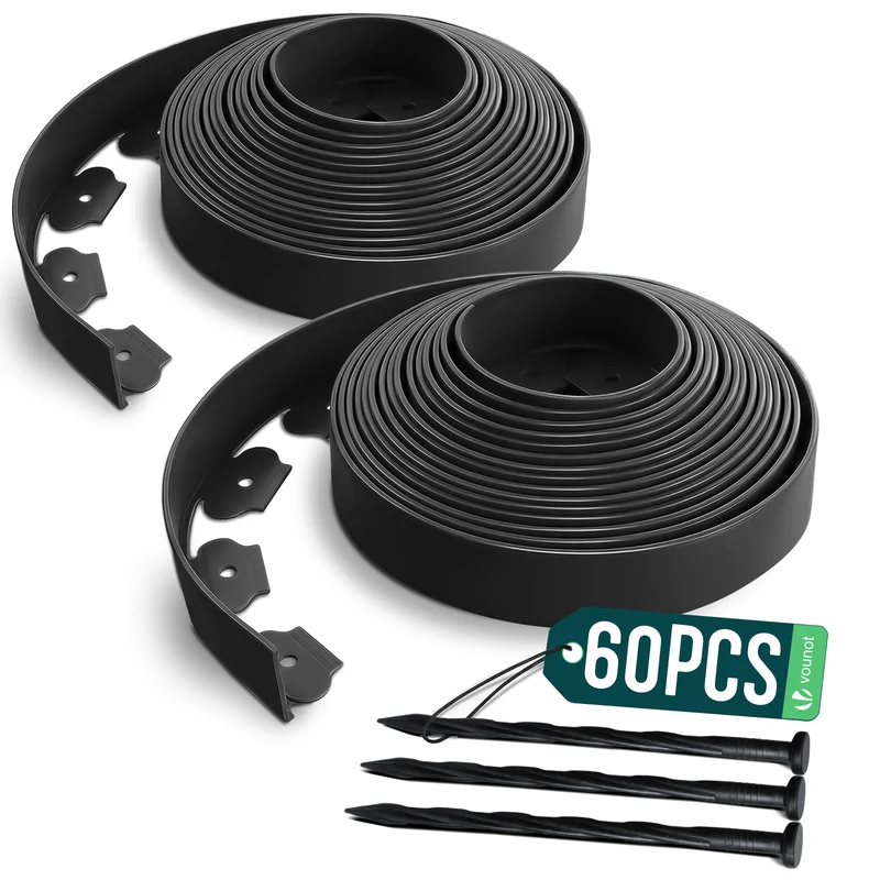 Bordure de jardin plastique flexible 20m avec piquets noir