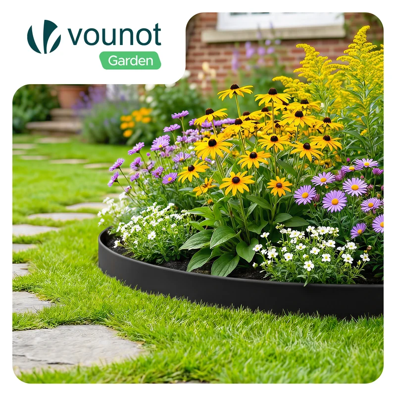 Bordure de jardin plastique flexible 10m avec piquets noir