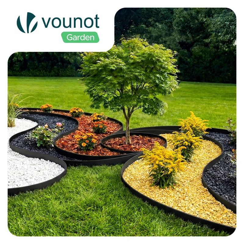 Bordure de jardin plastique flexible 10m avec piquets noir