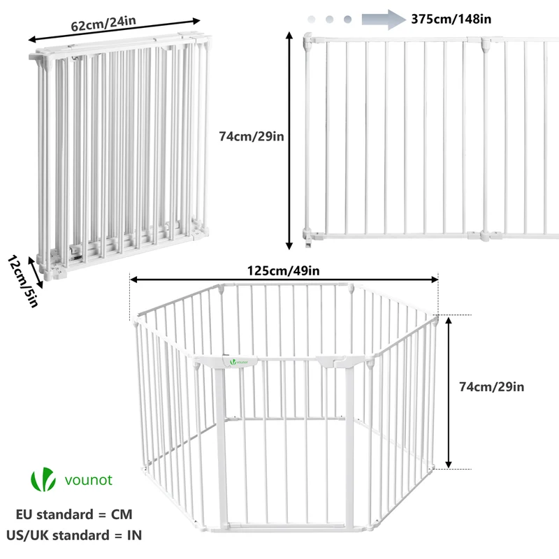 Barriere de securite cheminee pliable 3.75M 6 panneaux blanc