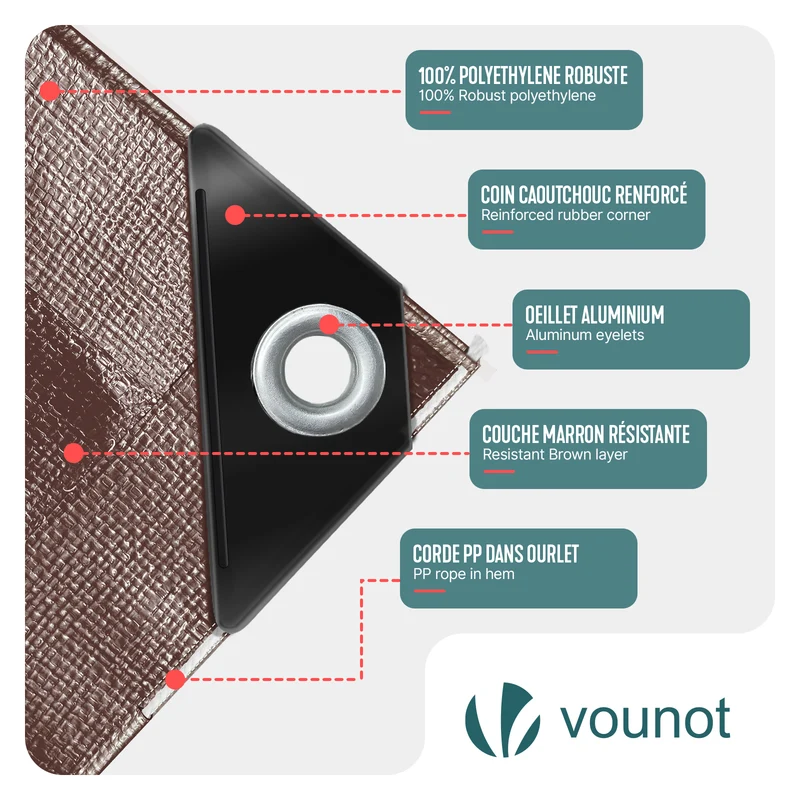 Bâche de Protection en Polyéthylène resistant et impermeable 240g/m² marron 4x6m