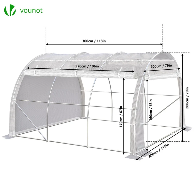 Serre de jardin Toute Saison 9m2 avec portes laterales