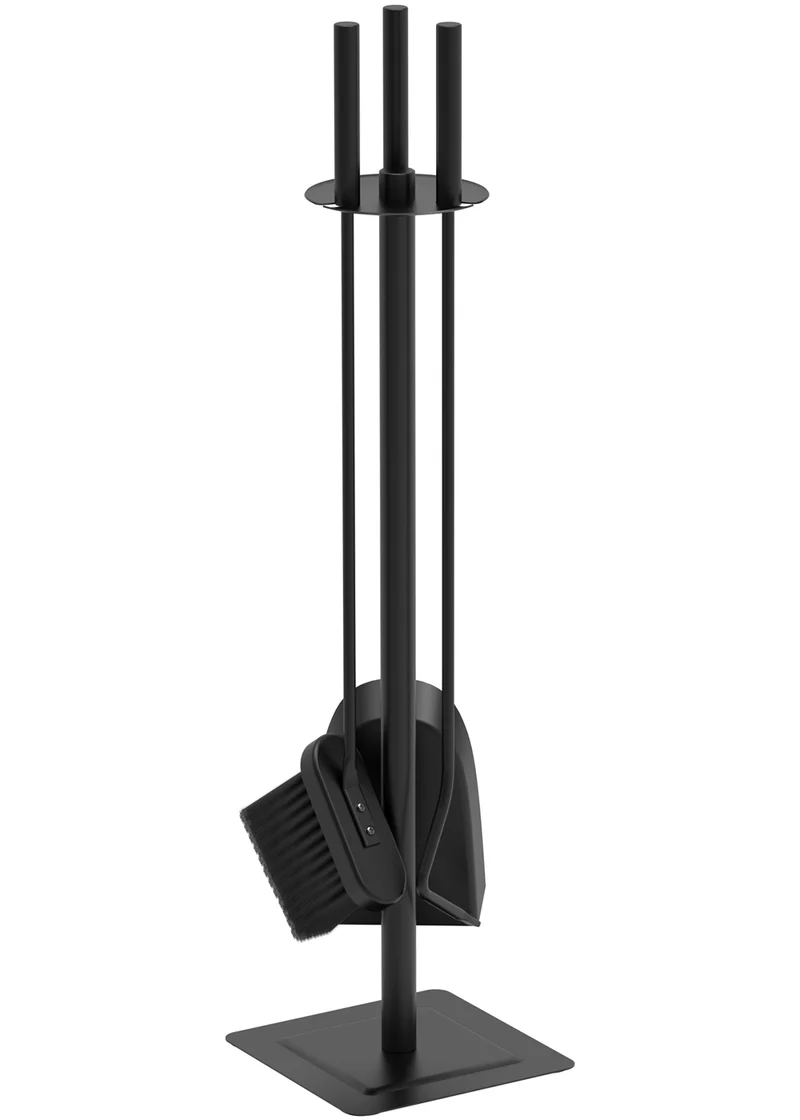 Serviteur de cheminée ensemble 4 pieces en metal noir