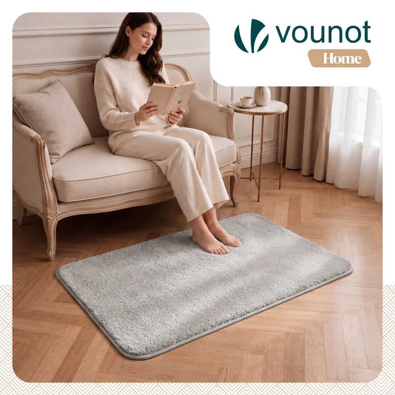 Tapis de salon poils ras doux antiderapant 80x150cm uni gris