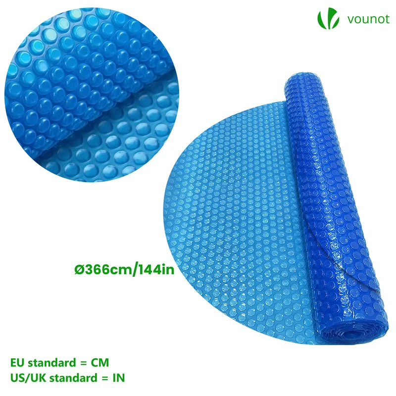 Bache a bulle piscine 120 microns ronde decoupable Ø366cm bleu