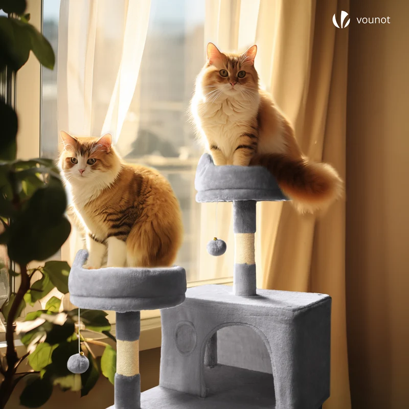 Arbre a chat Grande taille 5 niveaux avec griffoir grattoir 168cm gris