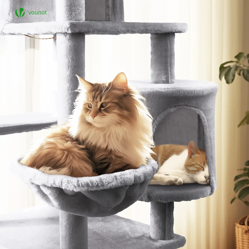 Arbre a chat Grande taille 5 niveaux avec griffoir grattoir 168cm gris