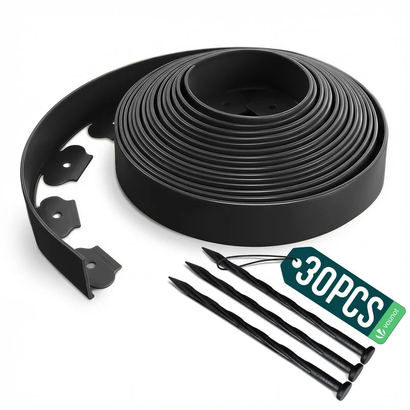 Bordure de jardin plastique flexible 10m avec piquets noir