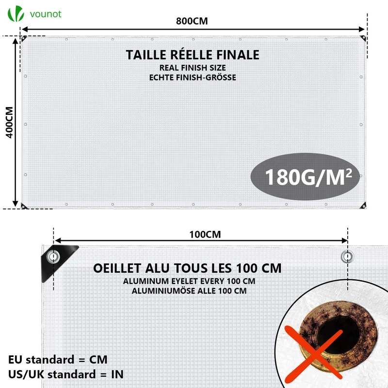 Bâche de Protection en Polyéthylène resistant et impermeable 180g/m² blanche 4x8m