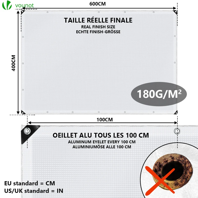 Bâche de Protection en Polyéthylène resistant et impermeable 180g/m² blanche 4x6m