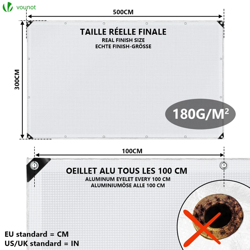 Bâche de Protection en Polyéthylène resistant et impermeable 180g/m² blanche 3x5m