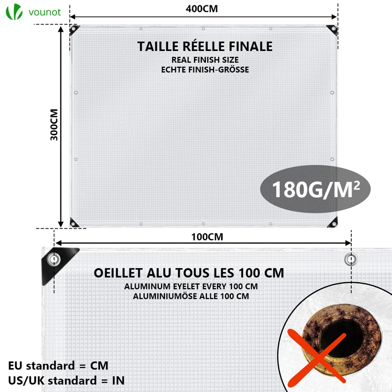 Bâche de Protection en Polyéthylène resistant et impermeable 180g/m² blanche 3x4m