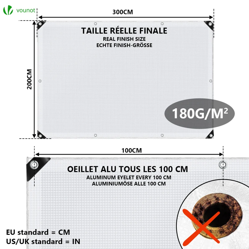 Bâche de Protection en Polyéthylène resistant et impermeable 180g/m² blanche 2x3m