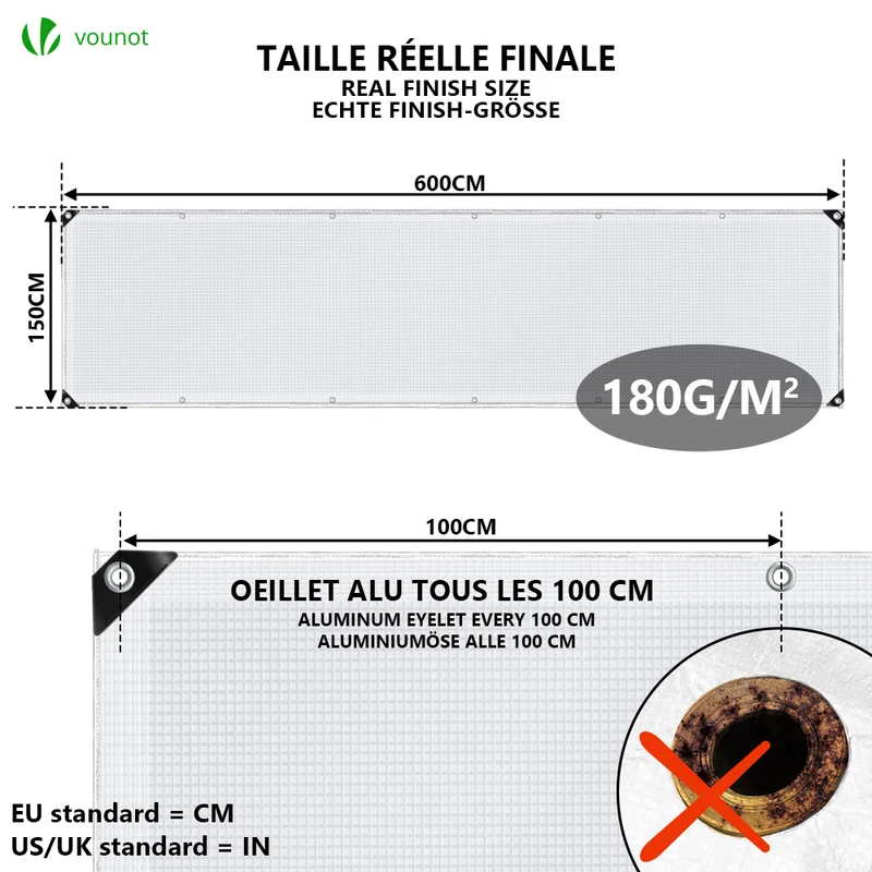 Bâche de Protection en Polyéthylène resistant et impermeable 180g/m² blanche 1.5x6m