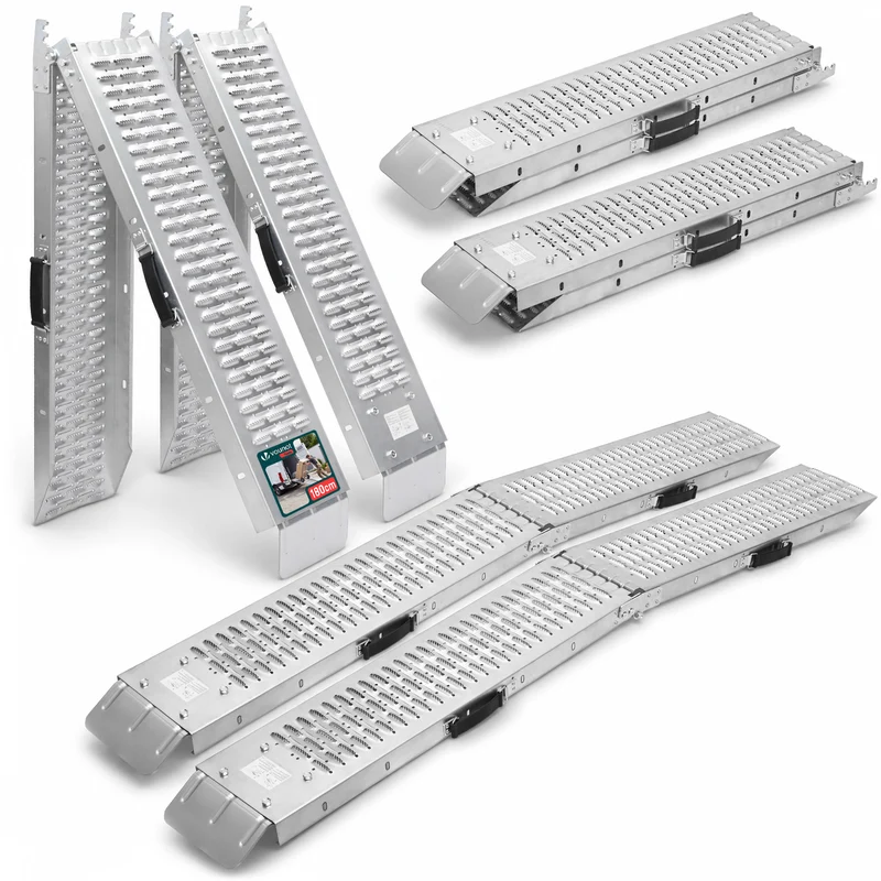 Rampe de chargement pliable Lot de 2 pcs en acier galvanise 186cm