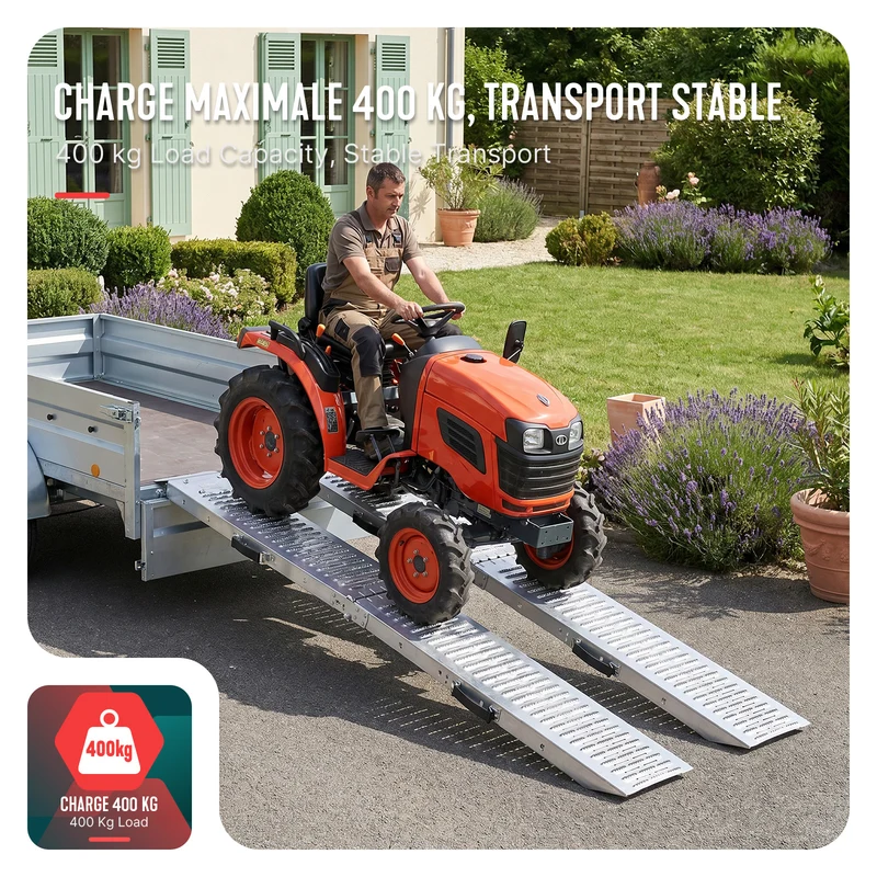 Rampe de chargement pliable Lot de 2 pcs en acier galvanise 186cm